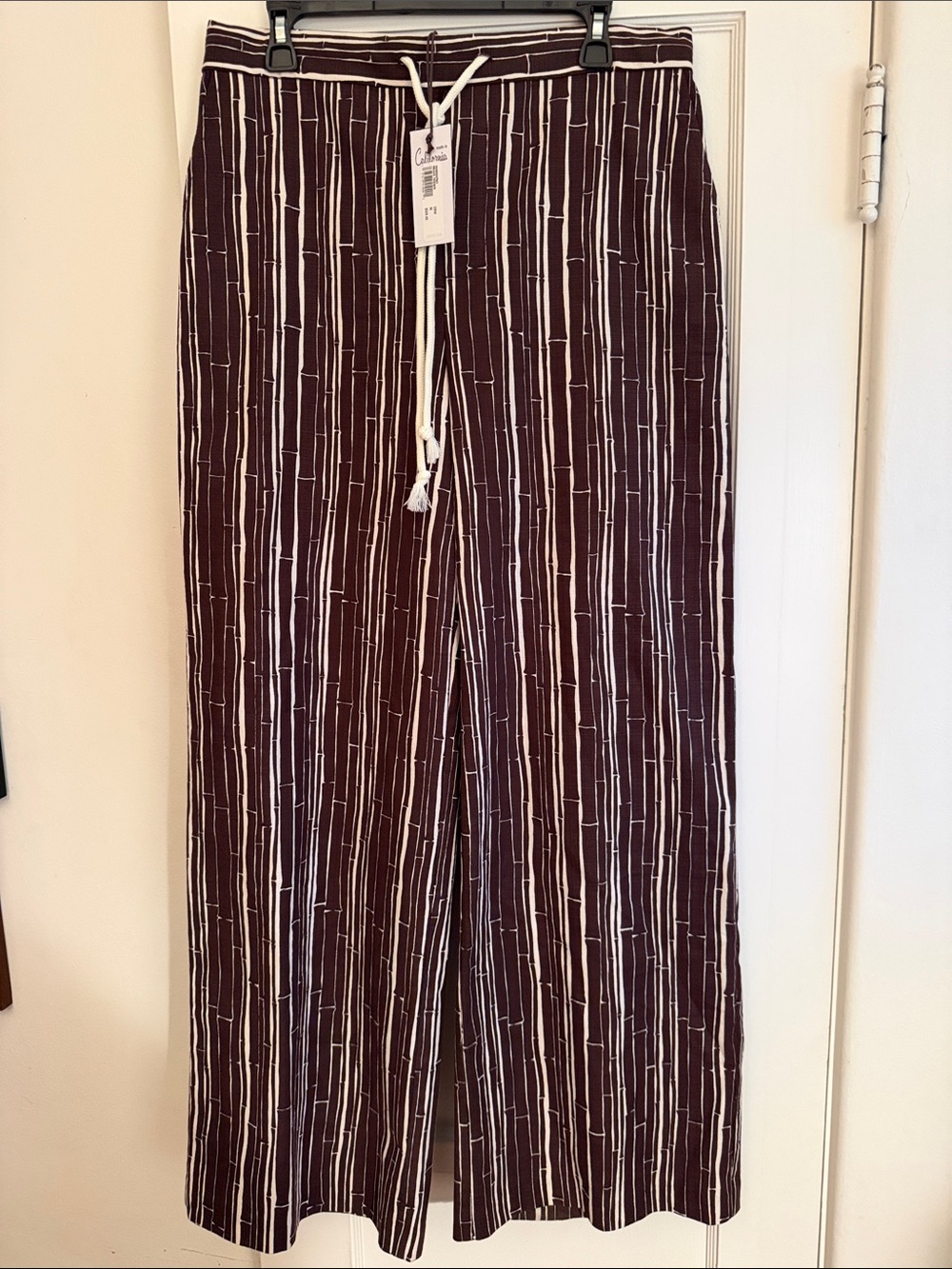 Men's Brown Bamboo Print Barkcloth Drawstring Joggers